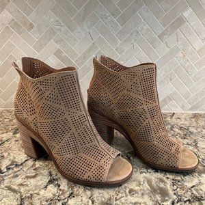 Lucky Brand open Toe Vacob Perforated Suede Booties